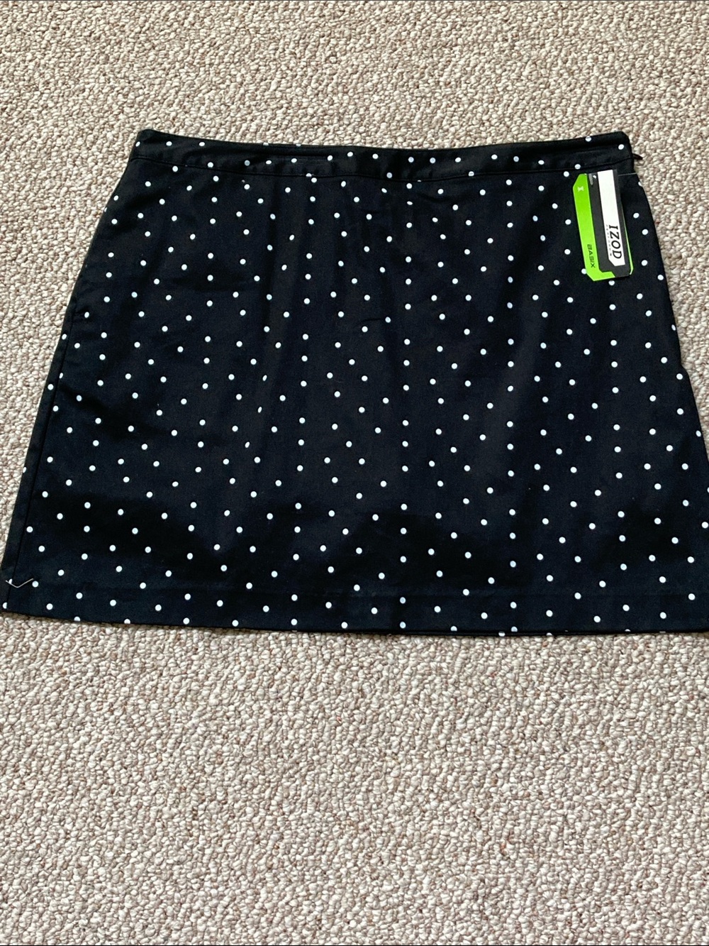 Izod Black Skort with White Polka Dots
